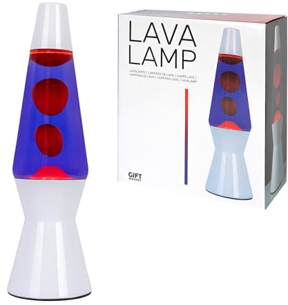 GIFTMARKET- Rote und violette Bullet Lavalampe. Entspannende Dekolampe mit Retro-Charme 31 x 9 cm. Stylische Tischlampe für Zimmer, Schlafzimmer oder Wohnzimmer. Lustiges Geschenk für Jugendliche.