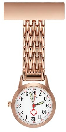 ZenithCove Nurses Fob Watch, Easy Read Nurse Watch Glow in The Dark Lapel Pin Watch Alloy Quartz Movement Pocket Clock with Pin Clip-on Hanging Pendant Brooch for Nurse Doctor Paramedics