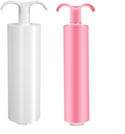 Tidgel Lot de 2 pompes à air manuelles pour sacs de compression sous vide - Économie d'espace - Outil de retrait d'air - Blanc et rose