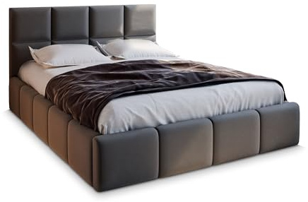 Masseno Polsterbett Como 120x200 cm, Doppelbett, Bettkasten, Stauraum, Lattenrost Und Kopfteil - Hellgrau, SAWANA 21