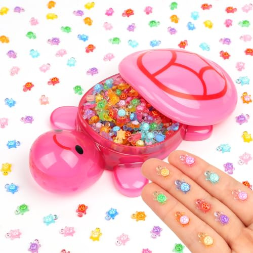 Onsioesd 300Pcs Luminous Mini Resin Turtles with 1 Pc Jumbo Resin Turtles(Pink), Tiny Sea Turtle Animals for Aquarium Decorations for Fairy Garden Micro Landscaping Fish Tank DIY Crafts Home Décor
