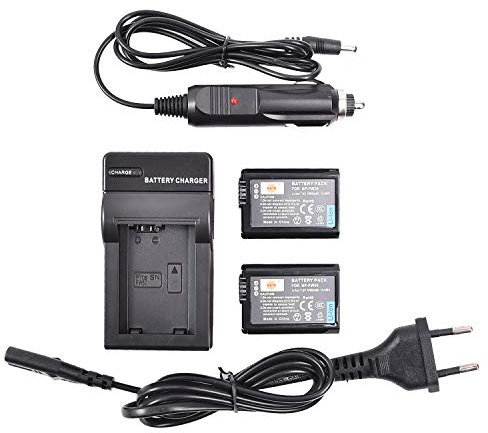 DSTE 2-Pack Batteries + Dual USB Chargeur Compatible pour Sony NP-FW50 DSC-RX10M3 DSC-RX10M2 DSC-RX10 SLT-A37 SLT-A55V a6100 a6300 a6400 a7 a7S a7R II ILCE-QX1