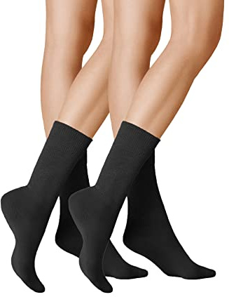 KUNERT Damen Socken Take Care Basic 2-Pack für Diabetiker Black 0070 41-42