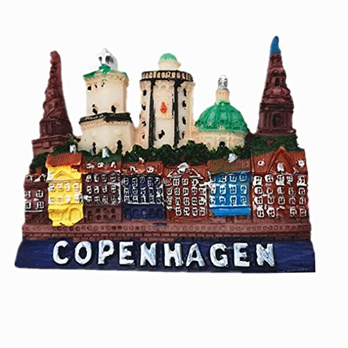 MUYU Magnet Dekormagnet Kopenhagen Dänemark Tourist Souvenir Zuhause & Küche Dekoration Aufkleber Kühlschrankmagnet, 1 Stück, Harz, Blau und Weiß, Destination, Small