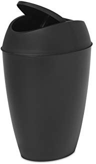Umbra Twirla Papelera con tapa basculante, 2.4 galones, color negro