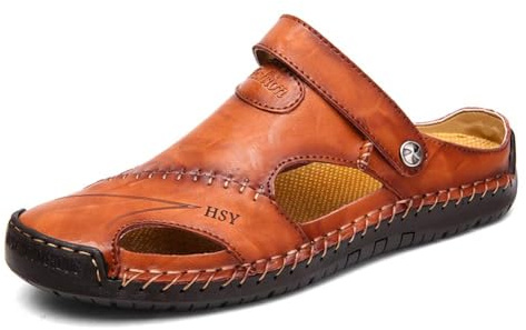 Asifn Uomo Pelle Sandali Trekking Sportivi Scarpe Spiaggia All'aperto Cuoio Traspiranti Regolabile