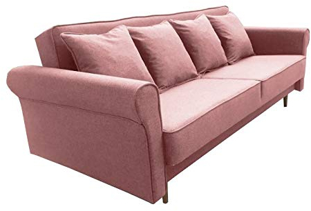 mb-moebel Schlafsofa Kippsofa Sofa mit Schlaffunktion Klappsofa Bettfunktion mit Bettkasten Couch - TAMARIS (Rosa)