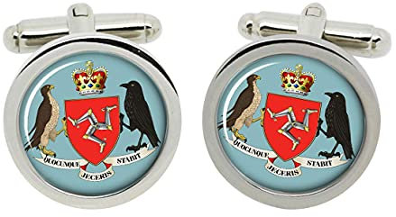 Gift Shop Isle of Man Wappen Manschettenknöpfe in Chrom Kiste