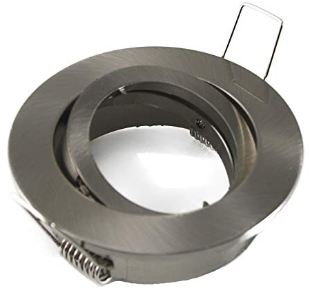 feinlux® GU10 Einbaurahmen 68mm schwenkbar Einbaustrahler Silber gebürstet rund Bajonettverschluss Deckenstrahler ideal für LED Module GU10 oder MR16/GU5.3 Leuchtmittel