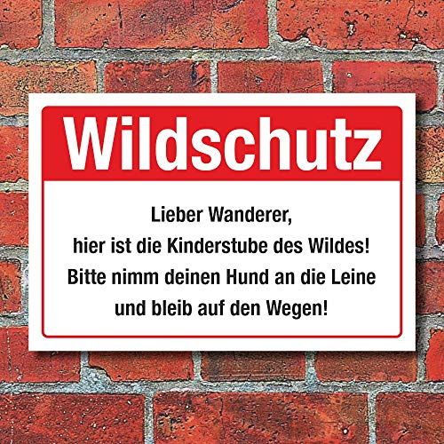 WERBEPUNKT. Schild Wildschutz Wildschutzgebiet Hunde an die Leine 3 mm Alu-Verbund 300 x 200 mm