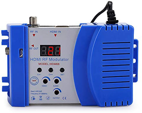 Modulateur professionnel HDM68 HD Modulateur numérique HDMI RF Convertisseur portable standard VHF UHF Convertisseur AV RF pour système de télévision Accessoires informatiques (prise UE 100-240V)
