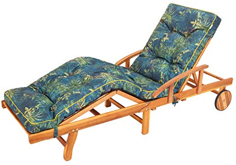 PillowPrim Liegenauflage, Auflage Gartenliege (Grüne Wiese) 201 x 55 cm, 8 cm dick, Auflagen für Deckchair, Bequeme Polsterauflage für Sonnenliege, Liegestuhl