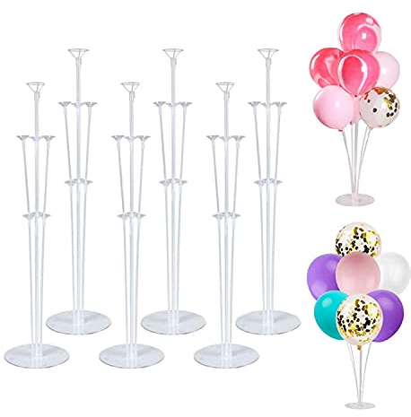 Supporto per palloncini, 6 kit di supporto per palloncini, supporto in plastica, per feste di compleanno e matrimoni, riutilizzabile