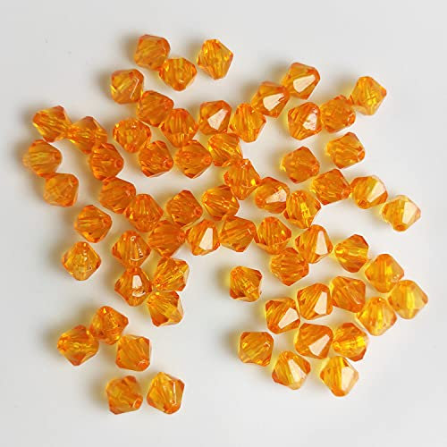 Doppelkegel/Bicone 8 mm 80 Stück - Perlen Kristall Lose Perlen mit Loch 100er Set DIY Basteln mit Loch tschechische Facettiert Beads Schmuck Acryl auffädeln Nieten Steine - Orange, Dunkelorange