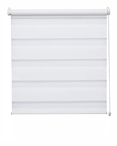Deco Company Duo Klemmrollo, Doppelrollo, Rollo für Fenster ohne Bohren, Alle Montage-Teile inklusive, Polyester, Weiß, 45 x 150 cm