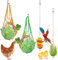 Mangeoire à suspendre pour poulet, légumes, légumes, poulet, légumes, volaille, fruits (2 brochettes + sacs jaunes et verts)