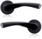 XFORT Matt Black Warped Lever On Rose Door Handles, Twisted Lever Latch Rose Door Handle, Ideal for Internal Wooden Doors for Home and Office (1 Pair)