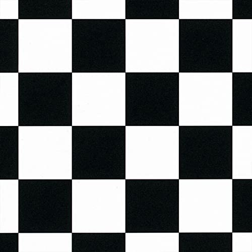 Black & White Patterned Magic Vinyl Flooring 2.8mm Realistic Foam Backed Lino Slip Resistant (Chequered Tiles, 2m x 2m)