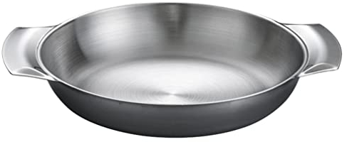 Zerodeko Frying Pan, Spanish Paella Pan, Mini Serving Pan, Cooking Pan, Oven-Safe, Stainless Steel, Universal Pan with 2 Handles, 16 cm