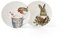 Royal Worcester Wrendale Deigns Festlicher Coupé-Teller, Rotkehlchen und Hase, 16 cm, 2 Stück