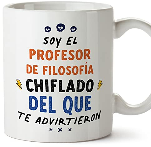 MUGFFINS Tazas para PROFESOR DE FILOSOFÍA hombre - En Español - Todos te advirtieron - 11 oz / 330 ml - Regalo original y divertido