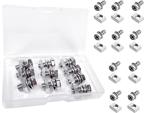 Motorcycle Battery Terminal Bolts and Nuts Kit – M6 x 12mm Hex Head Screws for ATV, Scooter, Motorbike, Quad – 10 Pack (Silver)