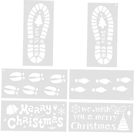 COHEALI 6 Blätter Vorlage Für Weihnachtsausschnitte Schablone Zur Herstellung Von Kunstkarten Zeichnungsvorlage Weihnachtszeichnungsschablone Diy-tool Das Haustier Werkzeug Weiß Aushöhlen