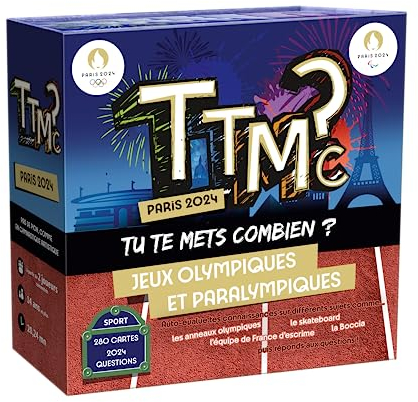 TU TE Mets COMBIEN TTMC Edition Juegos Olímpicos y Paralímpicos París 2024 - Juego de Mesa - Ambiente - Cuestionario Cultura General & Deporte - Juegos Olímpicos - De 2 a 16 Jugadores - Fiestas Entre