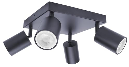 Klighten Deckenstrahler 4 Flammig Anthrazit, GU10 Deckenlampe Strahler Schwenkbar, Spotleuchte Drehbar Deckenspots für Küche, Schlafzimmer, Wohnzimmer, Flur, 20 x 20 cm, Ohne Leuchtmittel