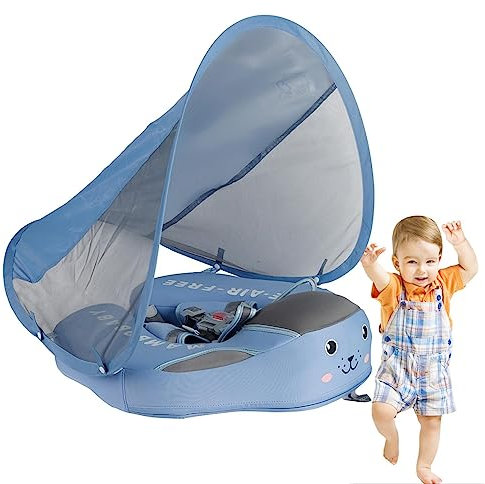 Natación para Bebe – Piscina Bouee Bebe – Bouee Bebe con parasol – UPF 50+ Funny Anillo de Baño Bebé con Parabol | Hebilla Seguridad Accesorios Piscina Sin Retorno