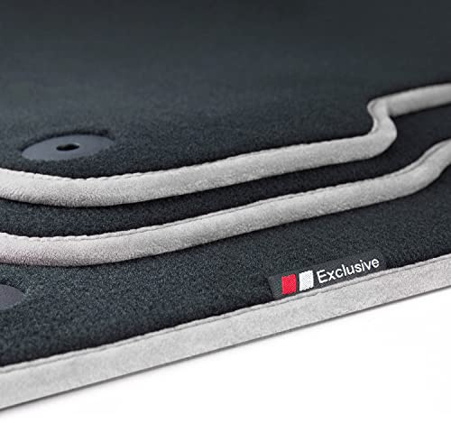 tuning-art Fußmatten passend für Porsche 911 992 Cabrio Targa Coupé 2019- | 4-teilig 100% passgenau Logo Befestigungssystem Bandeinfassung Handeingearbeitete Ziernähte Velours