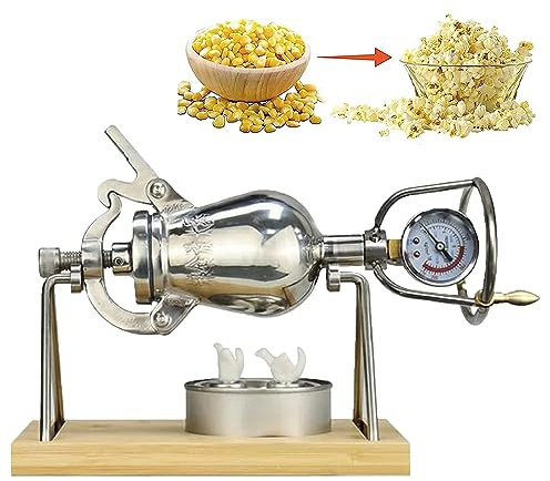 Vintage-Popcorn-Maschine, für Zuhause, klein, 304 Edelstahl, Kornverstärker aus Stahl, Vintage-nostalgische Mini-Popcorn-Pops, Hochdruck-Popcorn, Familientreffen, Partyspaß