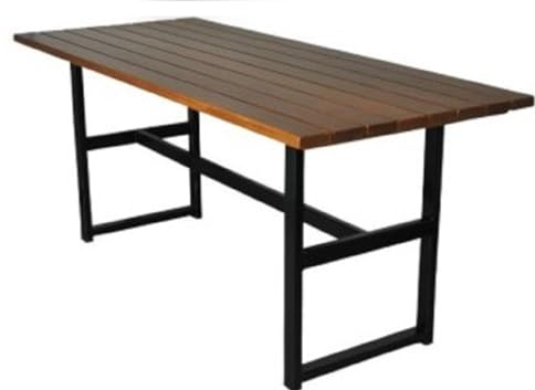 Casa Padrino Industrie Stil Biergarten Esstisch Dunkelbraun/Schwarz 140 x 80 x H. 75 cm - Rechteckiger Gartentisch mit Latten Tischplatte - Gastronomie & Garten Möbel
