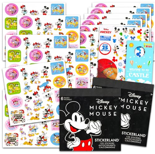Mickey Mouse Aufkleber-Set – Paket mit 240 Micky-Maus-Aufklebern für Kinder, Jungen, Mädchen plus Bonus-Tattoos, mehr | Micky-Maus-Aufkleberbuch