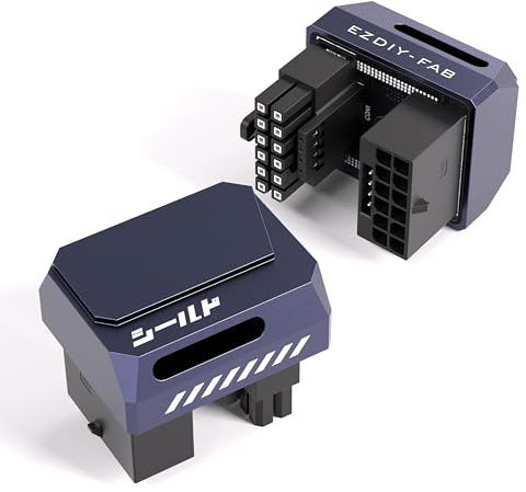EZDIY-FAB PCIe 5.1 Adapter-600W 12+4pin,16pin 12VHPWR GPU Stecker,12V-2x6 GPU Adapter,Rechter 180 Grad Winkel-Kompatibel mit RTX 3090Ti,4070Ti,4080,4090 GPUs-RVS Typ,Lila,1Pack