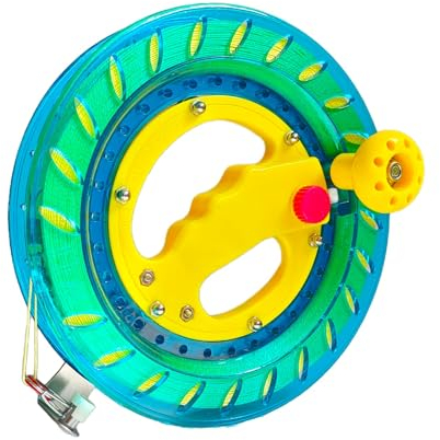 Flying Hoofer Drachenwickler für Erwachsene und Kinder, 20,3 cm Durchmesser, 300 m hohe Festigkeit Schnur mit Verbindungsstück, großer Griff, Sicherheitsschloss (grün)