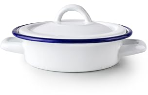 IBILI - Plato de huevos con tapa 14 x 4,5 cm Acero Esmaltado Vitrificado Estilo Vintage Artesanal
