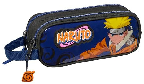 Safta Naruto Ninja - Doppelmäppchen für Kinder, ideal für Kinder im Schulalter, bequem und vielseitig, Qualität und Widerstandsfähigkeit, 21 x 6 x 8 cm, Schwarz/Blau, schwarz/blau, Estándar, Lässig