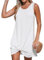 CUPSHE Women's Swimsuit Coverup Sleeveless Waffle Knit Swimwear Beach Cover Ups Twisted Mini Dress White M
