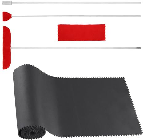 5pcs Grand Piano Soundboard Cleaning Tools, Includes Big & Small Brush Head Cleaning Tool Extension Rod Soft Fiber Polish Cloth, Piano Cleaner Kit (Black, Soundboard Dust Cover)