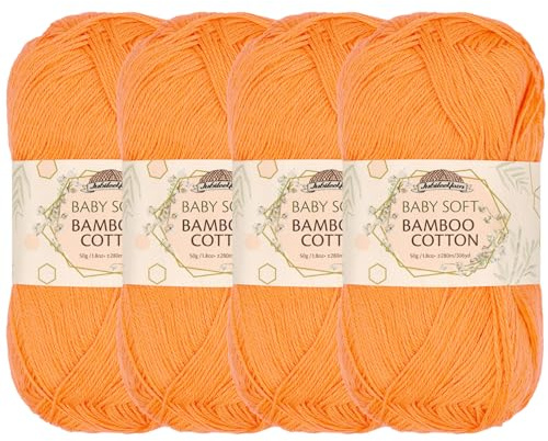 JubileeYarn Baby Soft Bamboo Cotton Yarn - 50g/Skein - Fresh Nectarine - 4 Skeins