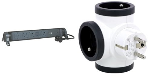 Legrand, Multiprise rotative, 5 Prises, multiprise, connecteur USB-A et USB-C & Fiche Multiprise Triplite Rotative - 3 Prises Latérales en T avec Terre