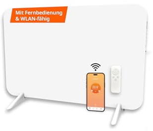 Könighaus 450W Smart 𝗗𝘂𝗮𝗹-𝗜𝗻𝗳𝗿𝗮𝗿𝗼𝘁𝗵𝗲𝗶𝘇𝘂𝗻𝗴 - Standgerät/Wandmontage - WLAN App-Steuerung mit Fernbedienung - inkl. Handtuchhalter, Standfüße & Befestigungsmaterial - Farbe: Weiß