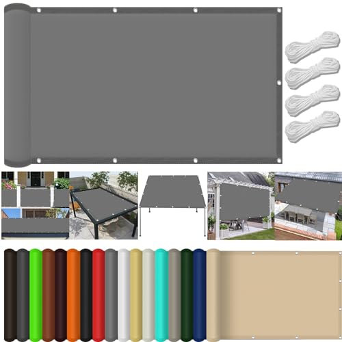 Rechteck Markise Garten Schattennetz 100 x 130 cm,Premium PES Polyester Wasserabweisend Imprägniert Rechteck, Sonnenschutz Tuch mit Öse,Für Terrasse Garten, Hellgrau