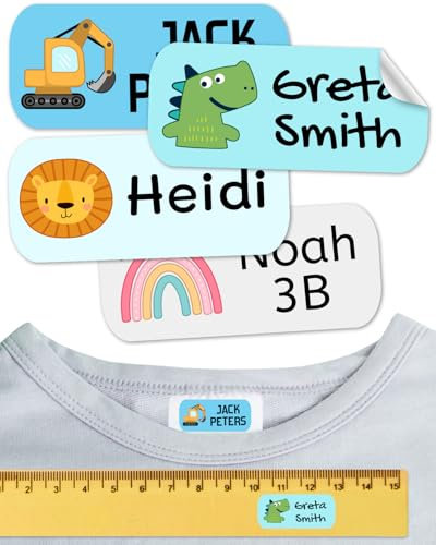 100 Namensaufkleber kinder. Kein bügeln. Für kleidung, schule, gegenstände, kita. Namensschilder personalisiert waschmaschinenfest.