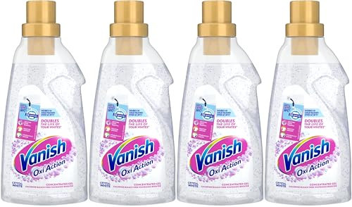 Vanish Oxi Action Fabric Stain Remover and Whitener Gel Whites, 750ml, Pack of 4, 4 x 750ml