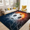 Dai Lufei Fussball Teppich FußBall, Fußballplatz Visueller 3D-Fußballteppich Eisfeuer Flammen Bedruckt Großflächige Teppich Sport Fußballplatz Bodenmatte Jugendzimmer Fußballteppich, 80x120cm