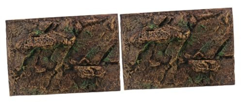 SEWOART 2 Pcs Simulated 3d Board for Aquarium Tank Cork Bark Backgrounds for Reptile Tank Decor