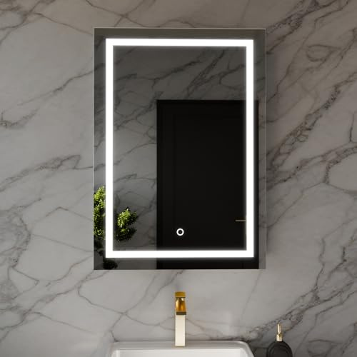 Harper & Harlow Cassio Illuminated LED Bathroom Vanity Mirror, 500x700mm, IP44, Adjustable Light Colour, Memory Function, Touch Control, Dimmable, Anti-Fog Demister, Landscape or Portrait Mounting