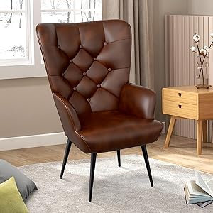 Hawthyhome eleganter Sessel polsterstuhl Ohnzimmer Sessel Schminktisch Stuhl mit Metall Beinen fürs Wohnzimmer/SchlafzimmerBis 150 KG belastbar Braun